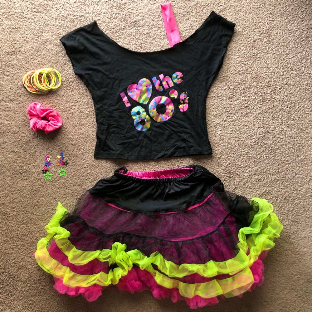 80s Neon Halloween Costume with Accessories